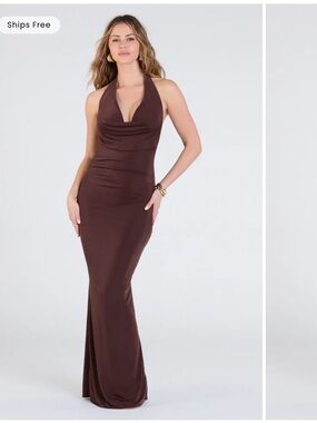Windsor Brown Halter Maxi Dress